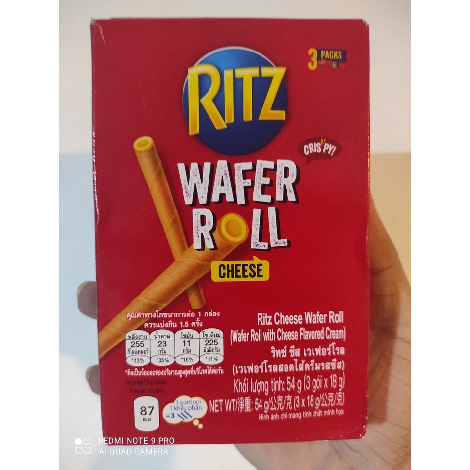 Ritz wafer roll cheese 54 กรัม เวเฟอร์โรลชีส | Shopee Thailand