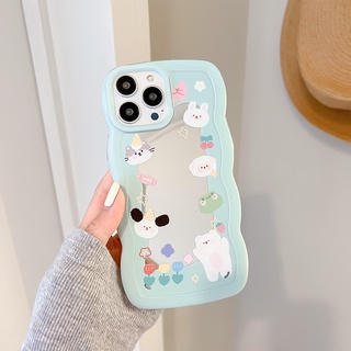 เคสป้องกันโทรศัพท์มือถือกระจก ลายการ์ตูนน่ารัก สําหรับ Apple Iphone 12pro xsmax 11 13 14promax 678plus Xr