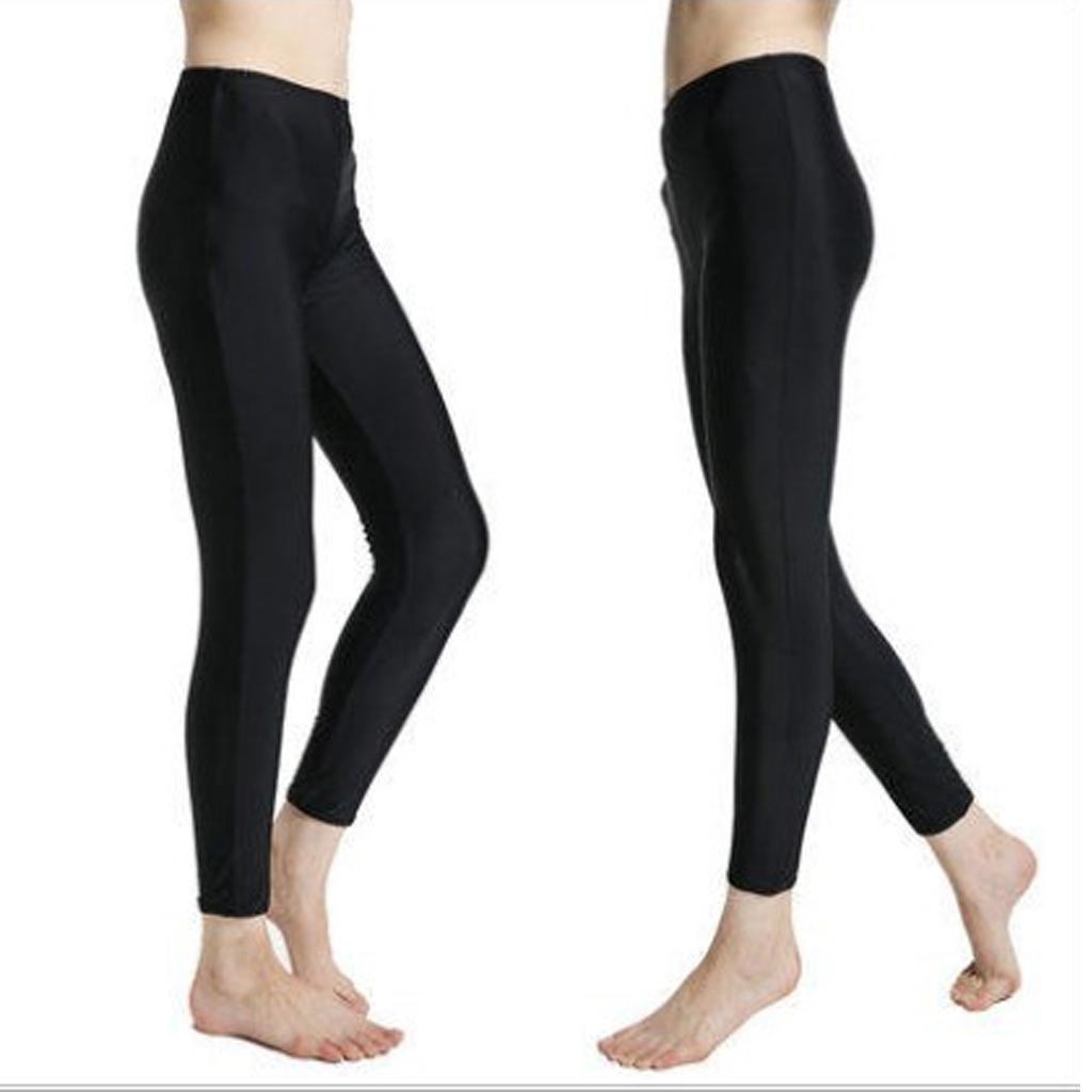 กางเกงว่ายน้ำผู้หญิง-ขายาว-ไม่มีลาย-สีดำ-รหัส-ftwd1501