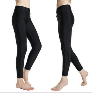 กางเกงว่ายน้ำผู้หญิง ขายาว ไม่มีลาย (สีดำ) รหัส FTWD1501