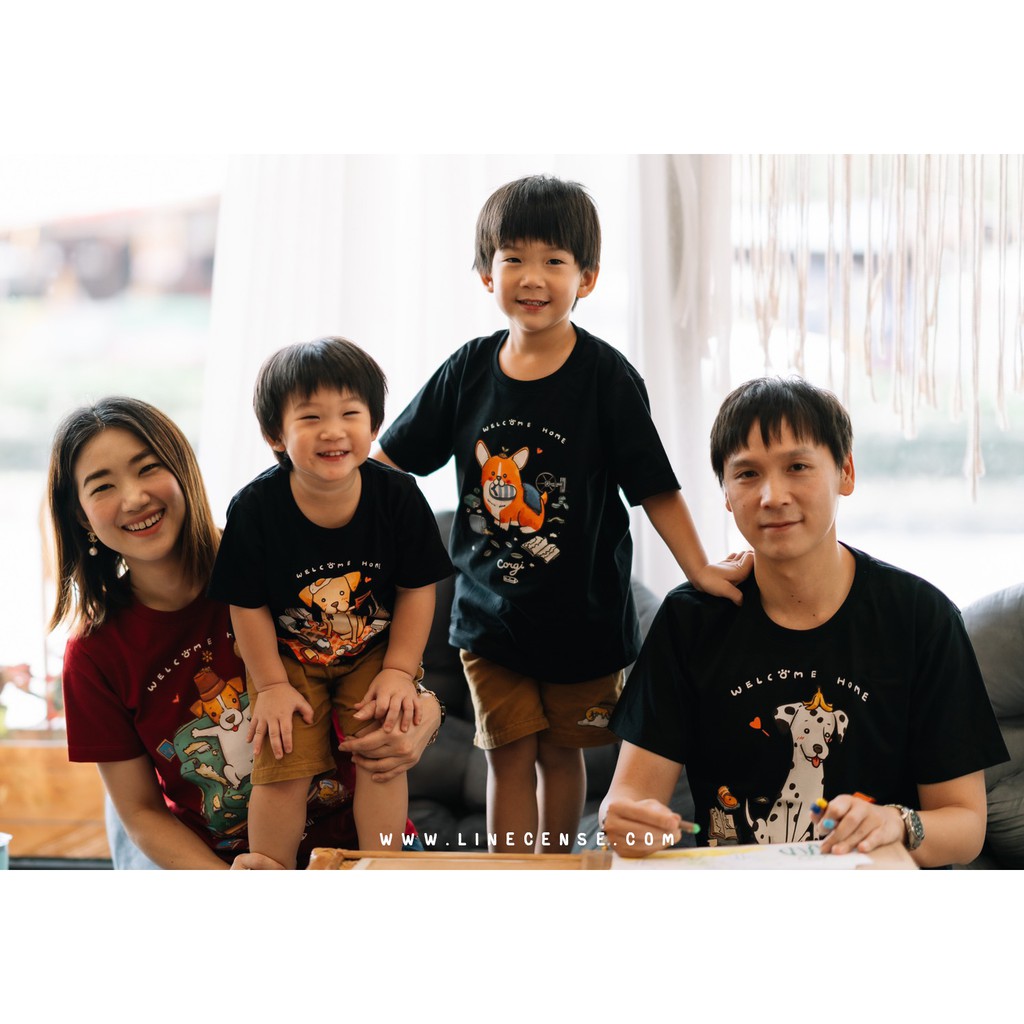 s-5xl-beagle-welcome-home-dog-on-black-t-shirt-เสื้อยืด-พรีเมี่ยม-สีดำ-ลายน้องหมาบีเกิล