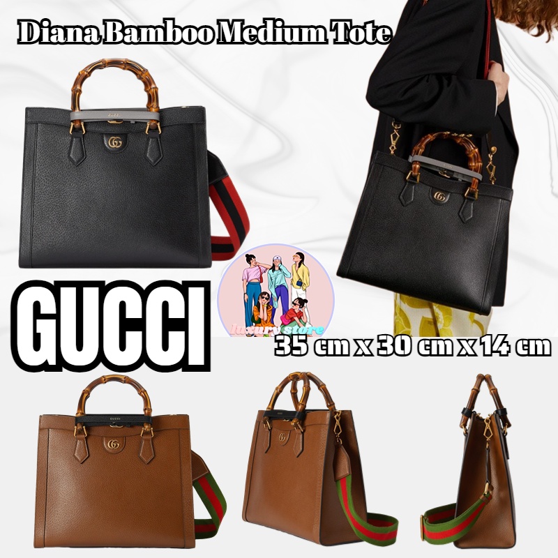 กุชชี่-gucci-gucci-diana-bamboo-medium-tote-bag-กระเป๋าผู้ชาย-กระเป๋าเอกสาร-ความจุขนาดใหญ่-การจัดซื้อยุโรปของแท้-100