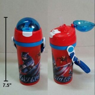 กระติกน้ำ BPA Free อเวนเจอร์ Avengers มีหลอดในตัว ถอดสายได้ ขนาดสูง 7.5 นิ้ว