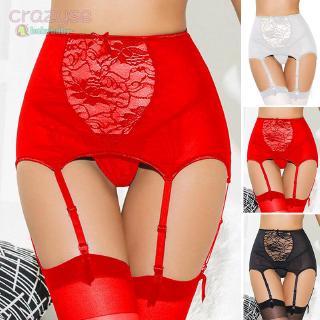 Garter belt Black White Red Garter Perspective Womens High waist Solid Adjustable Ladies Thigh-Highs Suspender