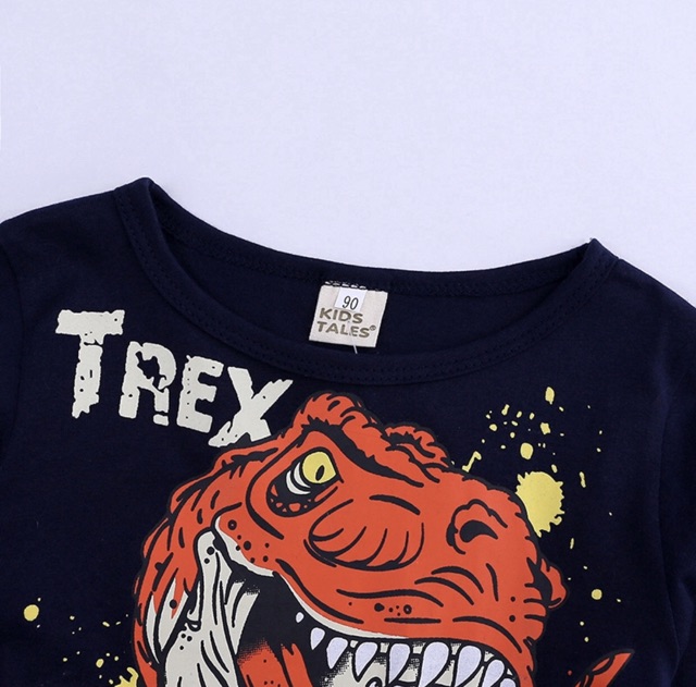 เสื้อผ้าเด็กแฟชั่นสำตล์เกาหลี-พิมพ์ลายการ์ตูนไดโนเสาร์t-rex