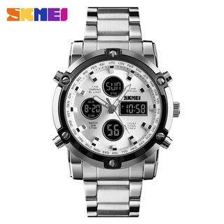 SKMEI Digital Quartz Watch Men Outdoor Sports Digital Watch Countdown Full Steel Strap Wristwatch Clock Relogio