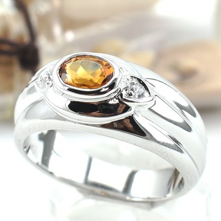 💎T055 แหวนพลอยแท้ แหวนเงินแท้ชุบทองคำขาว พลอยซิทรินแท้ 100%