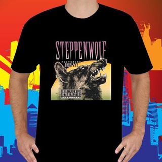 เสื้อตราหานคู่ - ขายร้อนใหม่ Steppenwolf เกิดมาเพื่อเป็น Wild ผู้ชายเสื้อยืดสีดํา