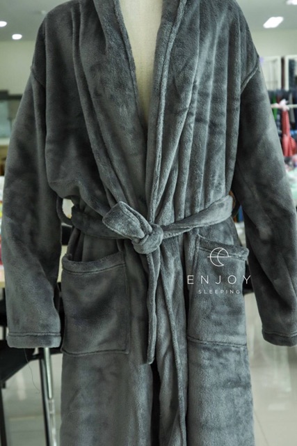 enjoysleeping-ชุดคลุมอาบน้ำ-เสื้อคลุมอาบน้ำ-สีเทา-bathrobe