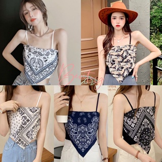 Bentoy*พร้อมส่ง*วินเทจเสื้อสายเดี่ยวเอวลอยแต่งทรงสามเหลี่ยมเก๋ๆ(32036-3/1006)