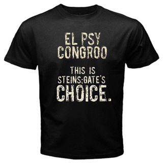 เสื้อยืดลําลอง แขนสั้น พิมพ์ลายอนิเมะญี่ปุ่น El Psy Kongroo สีดํา แฟชั่นฤดูร้อน