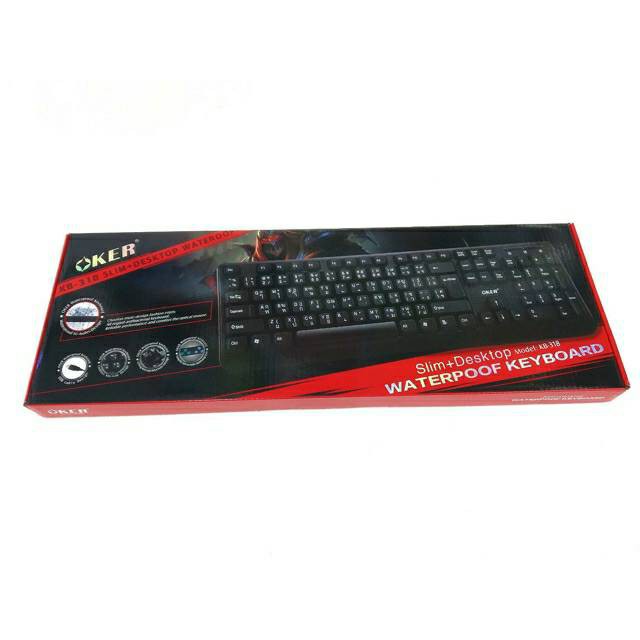 oker-keyboard-usb-คีย์บอร์ด-kb-318-slim-desktop-waterpoof-keyboard