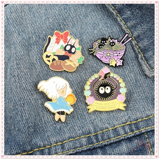 ★ Hayao Miyazaki Anime：Fairydust / Sophie / Calcifer / JiJi Brooches ★ 1Pc Howls Moving Castle / Kikis Delivery Service / My Neighbor Totoro Fashion Doodle Enamel Pins Backpack Button Badge Brooch