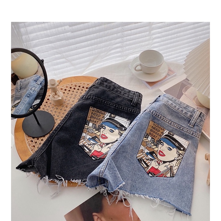 1ldk-พร้อมส่ง-กางเกงยีนส์ขาสั้น-ขาดหน้า-มีกระเป๋าหน้าหลัง-มีลายด้านหลังกระเป๋า-8026
