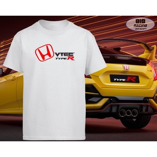 เสื้อยืดผ้าฝ้ายพิมพ์ลายขายดี สตรีทแฟชั่น เสื้อยืด Racing Sport [สีขาว / สีเทา] [H VTEC TYPE R]คอกลม
