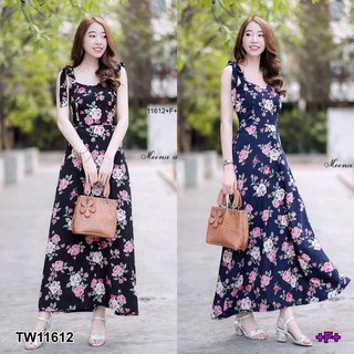 AK 11612 Maxi Dress เดรสยาวสายผูกโบว์ไหล่