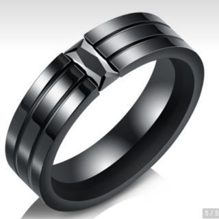 b.b_ringแหวนสแตนเลส316 สีดำ มีนิลตรงกลาง