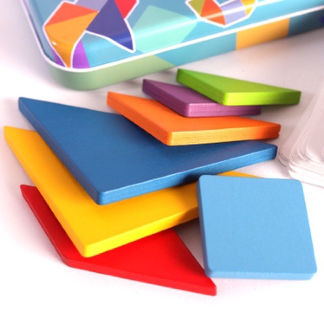 Wooden Pattern Tangram Puzzle Shape Montessori Travel Game Patterns ...
