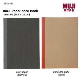 สมุดโน้ตมูจิ MUJI ขนาด B5 ปกดำ เส้นตาราง // ปกน้ำตาล สันส้ม ไม่มีเส้น