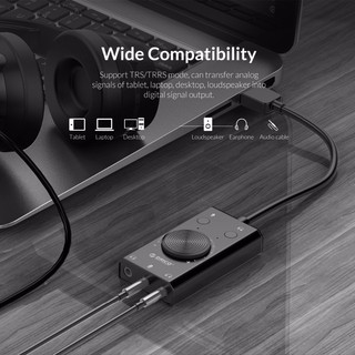 ภาพขนาดย่อของภาพหน้าปกสินค้าORICO USB External Sound Card with Headset Port+1 Microphone Port Jack 3.5mm Adapter Mute Switch Volume Adjustment Free(SC2) จากร้าน orico.officialstore บน Shopee