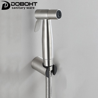 DOBOHT ห้องน้ำ 3 in 1 SUS304 สแตนเลสโถปัสสาวะหญิงสเปรย์โถชำระล้างชุดพร้อมตัวยึด และท่อ 1.5 เมตร ก๊อกน้ำ SET-SF015SS