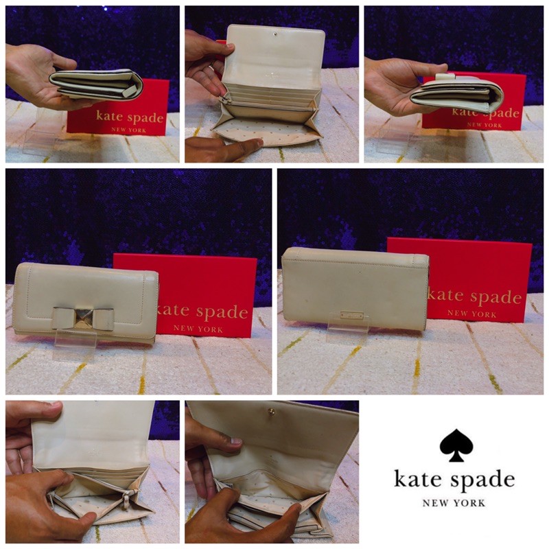 kate-spade-bow-terrace-beige-leather-long-wallet-แท้