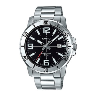 สินค้า Casio นาฬิกาข้อมือผู้ชาย สายสแตนเลส รุ่น MTP-VD01,MTP-VD01D,MTP-VD01D-1B,MTP-VD01D-1BV - สีเงิน