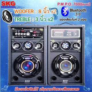 SKG ลำโพงตั้งพื้น 8นิ้ว 7000w pmpo รุ่น AV-361 PA-3 (สีดำ)