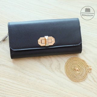 Charles &amp; Keith Turn Lock Wallet (outlet) สีดำ