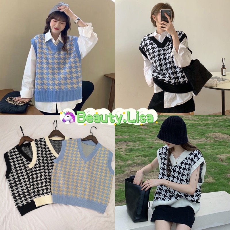 พร้อมส่ง-เสื้อไหมพรมแขนสั้น-เสื้อไหมพรมกันหนาว-เสื้อไหมพรมแฟชั่น-เสื้อกั๊กไหมพรม-เสื้อกั๊กถัก