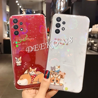 เคสโทรศัพท์ Samsung Galaxy A32 5G 4G Phone Case Cute Cartoon Bear Silicone TPU Soft Case Colorful Cherry Blossoms Back Cover เคส SamsungA32 GalaxyA32 Casing