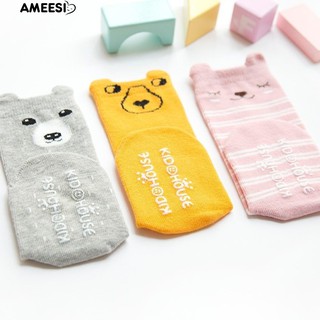 【ซื้อ 1 แถม 4 ของขวัญ】Babys Cartoon Animal Design เข่าถุงเท้าสูงถุงน่องอุ่น