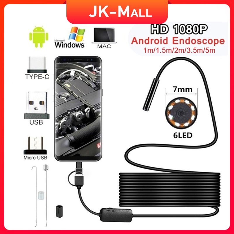 ภาพหน้าปกสินค้า7mm 6 LED Endoscope Waterproof Borescope Inspection Camera For Andorid Phone จากร้าน th_426588144 บน Shopee