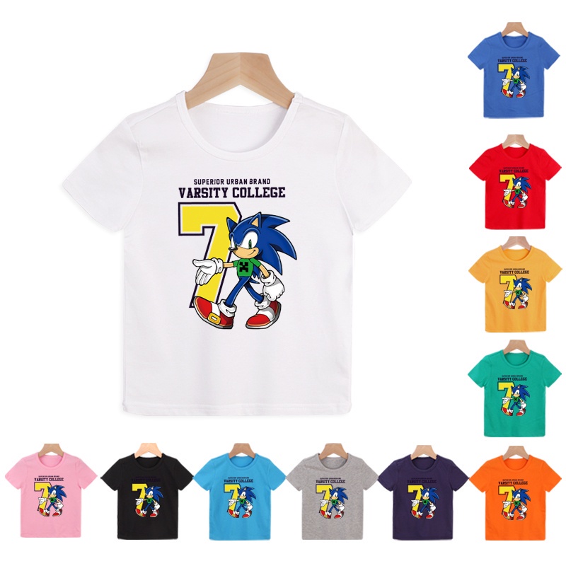 ภาพหน้าปกสินค้าเสื้อยืดพิมพ์ลายการ์ตูน Sonic Seven สไตล์ฮิปฮอปสําหรับเด็ก 8 สี