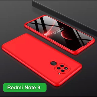 Case Redmi Note9 เคสเรดมี เคสประกบหน้าหลัง แถมฟิล์มกระจก1ชิ้น เคสแข็ง เคสประกบ 360 องศา สวยและบางมาก สีดำ สีแดง