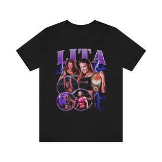 เสื้อทหาร - Lita90sWCW/WWE/WWFเสื้อยืดวินเทจย้อนยุคคุณภาพสูงคอกลมสบายๆและสะดวกสบาย