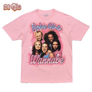 คอลูกเรือเสื้อยืดคอกลม21 Original Items/เสื้อยืดสีพื้น เสื้อยืดคอกลม Spice Girls Oversize SML ดำ&amp;ขาว unisex 🔥ผ้าฝ้ายแท้