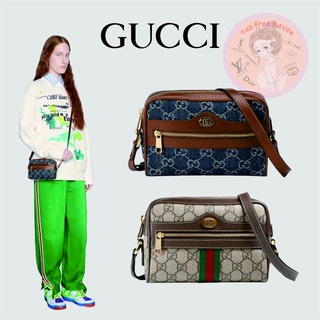Shopee ถูกที่สุด 🔥ของแท้ 100% 🎁 Brand New Gucci GG Denim Collection Ophidia Collection Mini Bag - กระเป๋าสะพาย