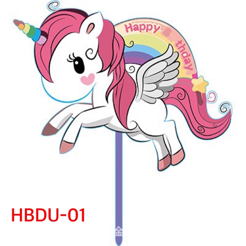 ป้ายปักเค้กอครีลิคHBD แต่งดอกไม้/แต่งการ์ตูน | Shopee Thailand