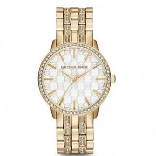 MICHAEL KORS Nini Gold Tone Monogram Logo Crystals WATCH WomensMK3214