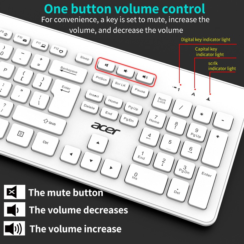 acer-acer-acer-คีย์บอร์ดไร้สายและเมาส์สําหรับคอมพิวเตอร์