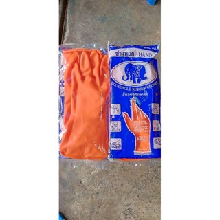 ถุงมือยางพารา (สีส้ม) ขนาด (L) (ราคาที่ระบุ ต่อ1 คู่)