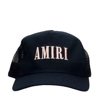 Amiri Core Trucker หมวกตาข่าย ผ้าฝ้าย สีดํา แฟชั่น