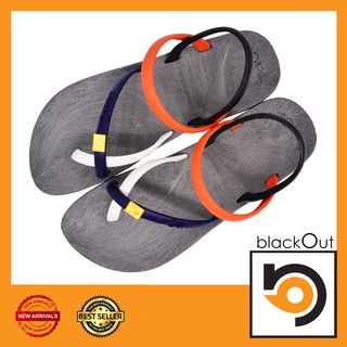 🔰 BlackOut Toeloopslingback 🔰 รองเท้าแตะ รองเท้ายางกันลื่น พื้นเทา(หูหน้าน้ำเงิน/ขาว หูหลังส้ม/ดำ)