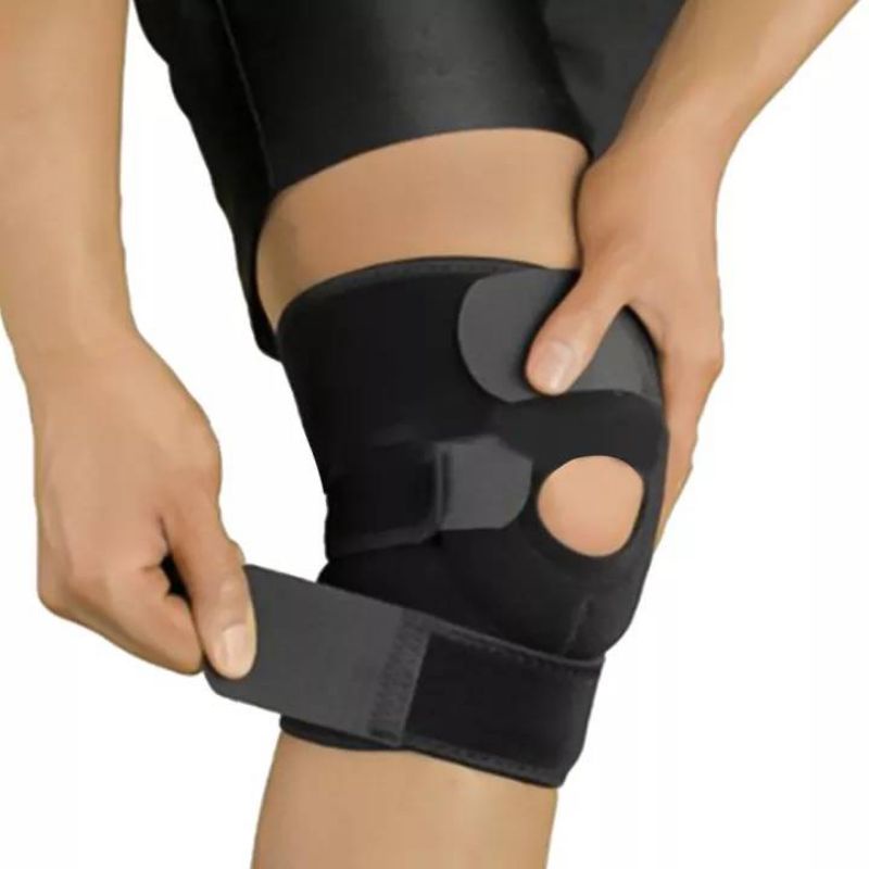 สายรัดพยุงเข่า-knee-support-อุปกรณ์พยุงกล้ามเนื้อรอบหัวเข่า-ผ้ายืดรัดเข่า-ประคองเข่า-ปวดเข่า-จากกีฬา-ทำงาน-สายรัดปรับได้