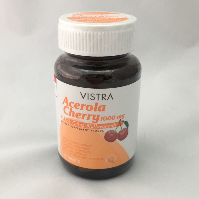 vistra-acerola-cherry-1000-mg-วิสทร้า-อะเซโรลา-เชอร์รี่-45-เม็ด-ภูมิแพ้-ขาว-ใส