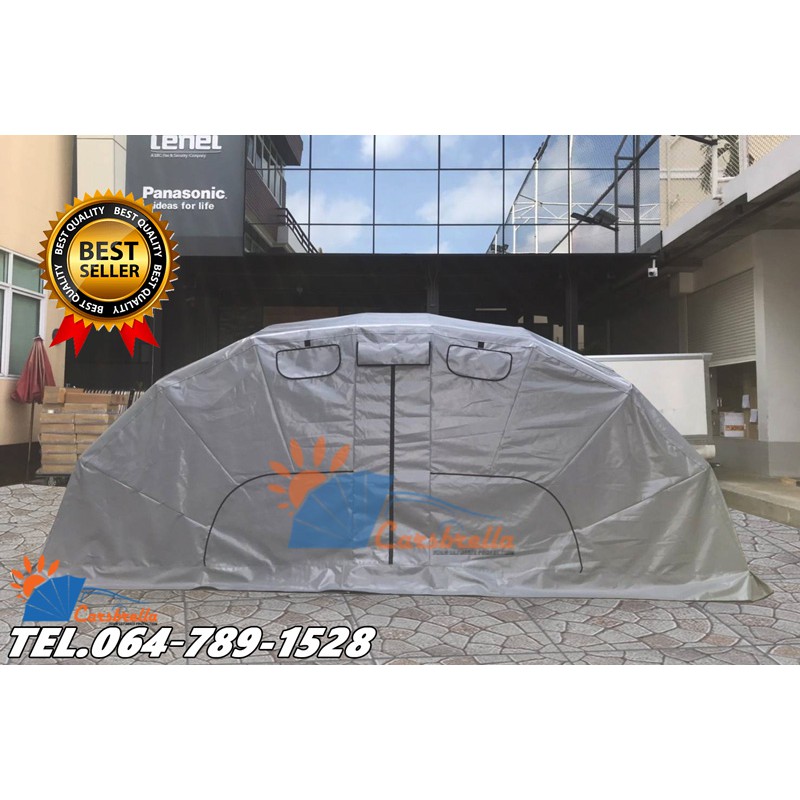 เต็นท์จอดรถพับได้-โรงจอดรถสำเร็จรูป-carsbrella-รุ่น-halfmoon-size-s-สำหรับจอดรถยนต์ขนาดเล็ก-กลาง-เปิดปิดด้วยระบบไฟฟ้า