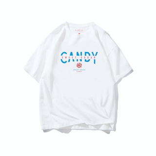 【hot sale】KABELL เสื้อยืด Oversize ลาย Candy สีขาว