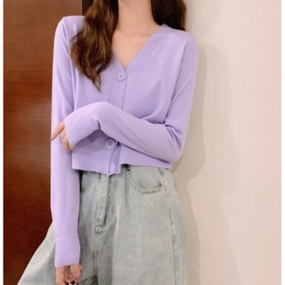 basic cardigan -สีม่วง