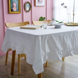 💜💜 ins net red fold cotton ruffled tablecloth white lace การถ่ายภาพพื้นหลังผ้าสด girl heart round table tablecloth